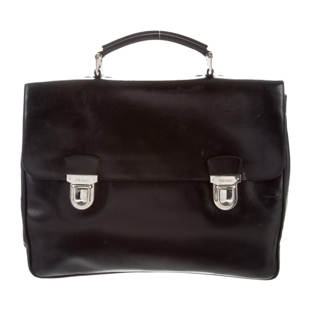 Prada Vitello Briefcase with silver-tone hardware